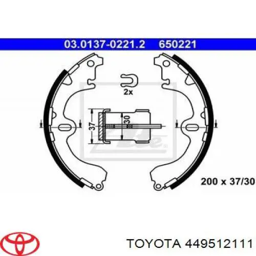 449512111 Toyota колодки гальмові задні, барабанні