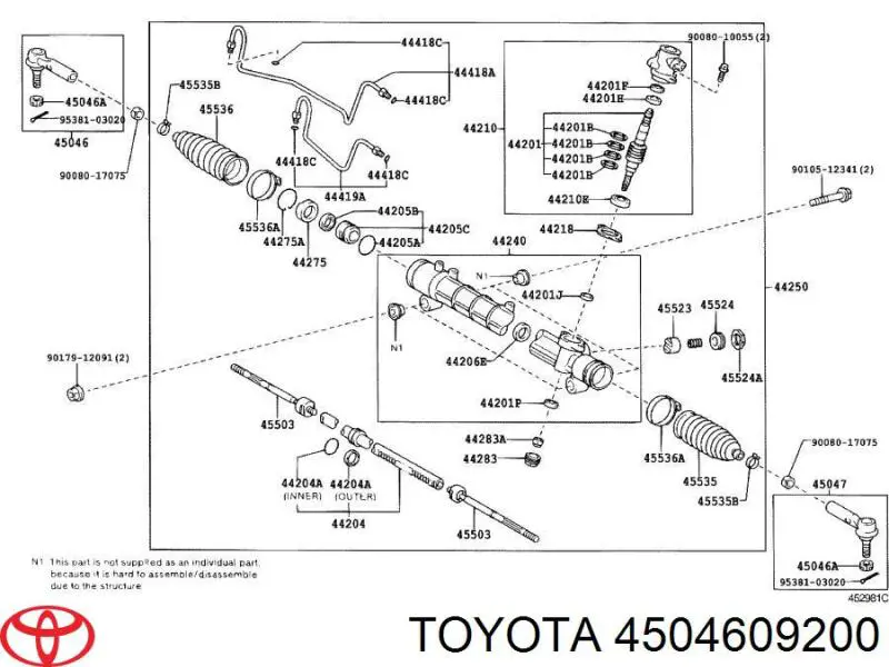 4504609200 Toyota Зовнішній наконечник рульової тяги