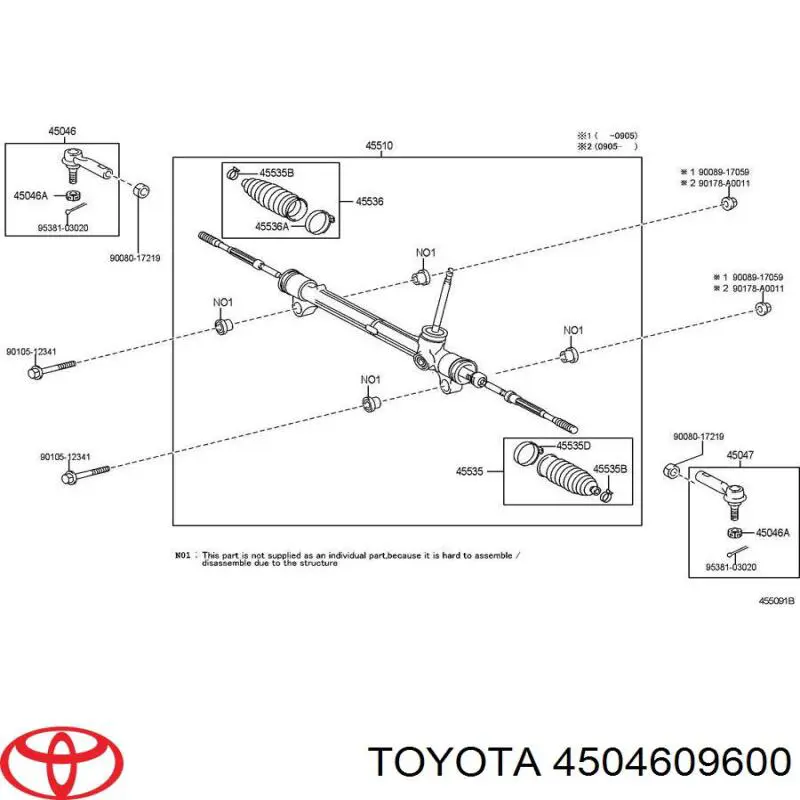 4504609600 Toyota накінечник рульової тяги, зовнішній