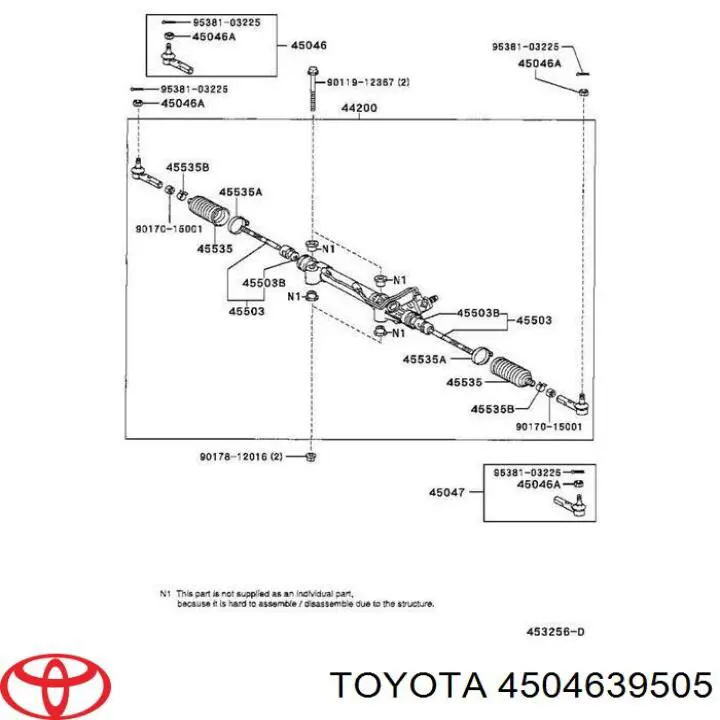 4504639505 Toyota накінечник рульової тяги, зовнішній