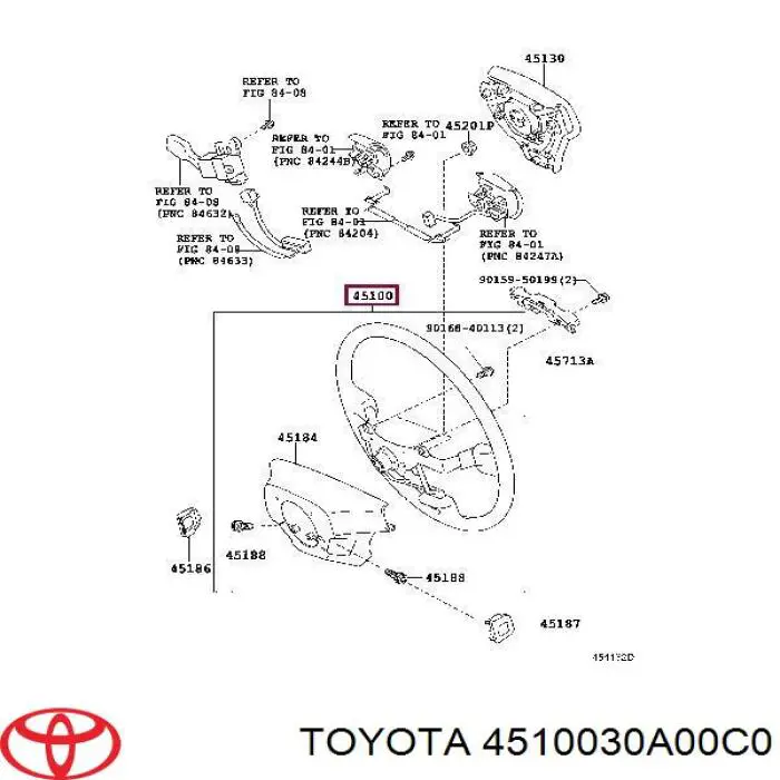 Рульове колесо Toyota 4510030A00C0 ціна, від 103.84 USD