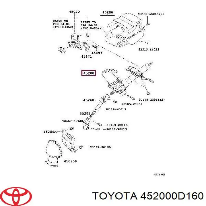 452000D160 Toyota Колонка рульового управління