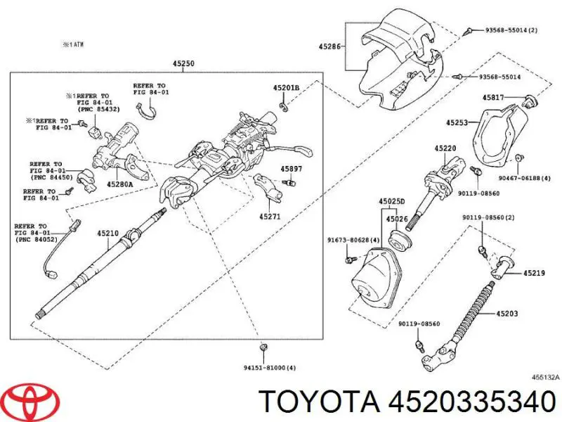 Вал рульової колонки, нижній Toyota 4520335340 ціна, від 159.18 USD