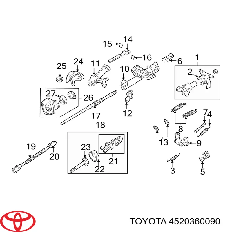 Вал рульової колонки, нижній Toyota Land Cruiser 100 (J10) (Тойота Ленд крузер)
