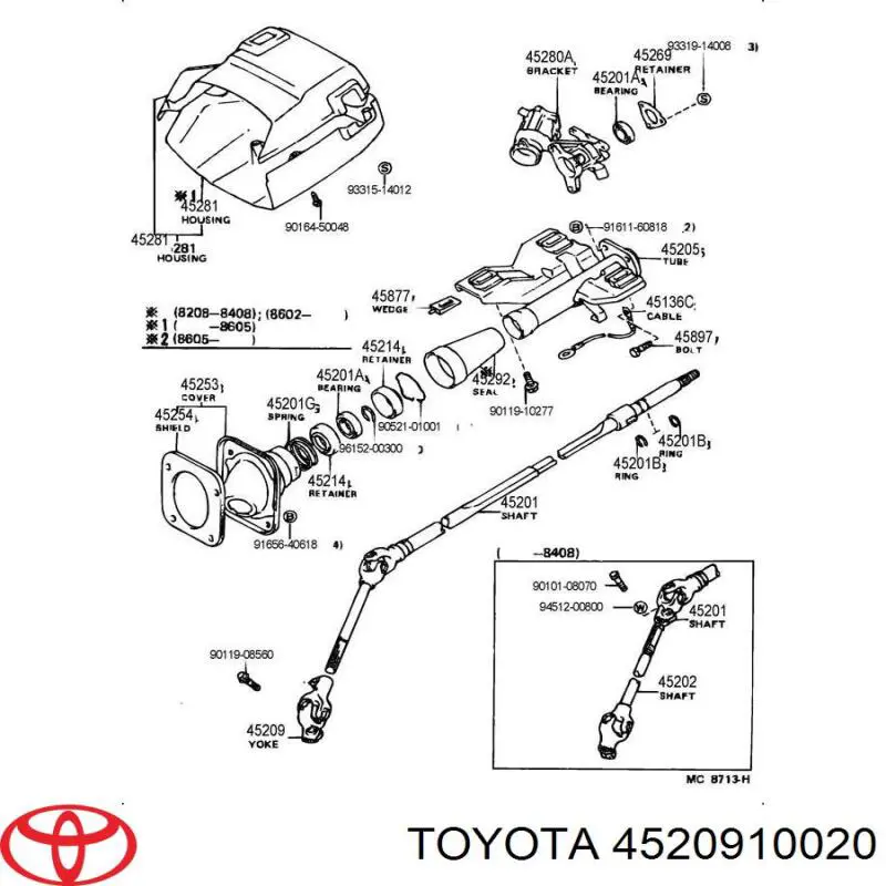 Кардан вала рульової колонки, нижній Toyota RAV4 1 (XA) (Тойота Рав4)