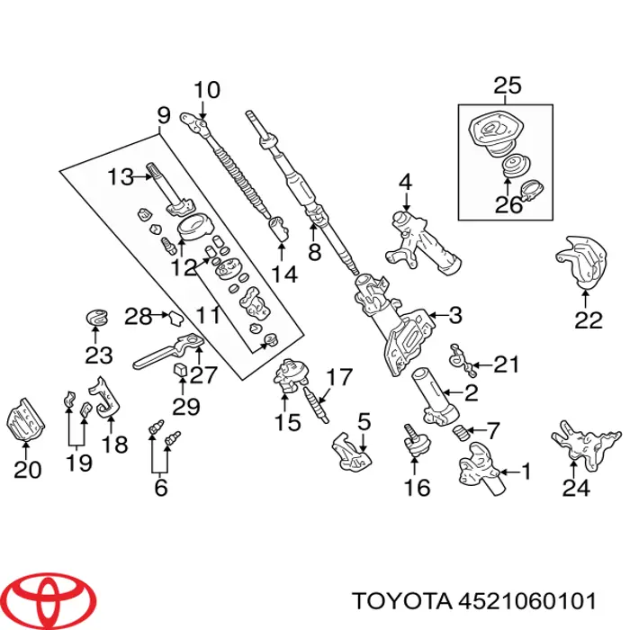 Купити 4521060101 Toyota Вал рульової колонки, верхній