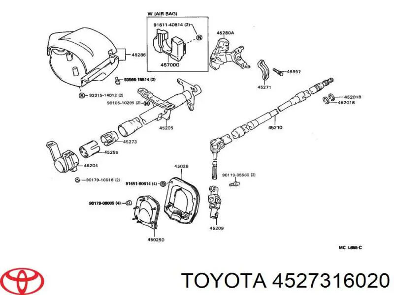 Купити 4527316020 Toyota Втулка рульової колонки