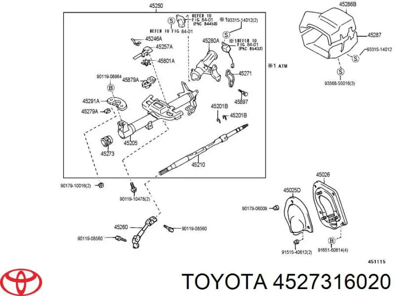 Втулка рульової колонки Toyota RAV4 1 Cabrio (SXA 10) (Тойота Рав4)