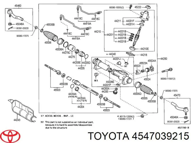 4547039215 Toyota накінечник рульової тяги, зовнішній