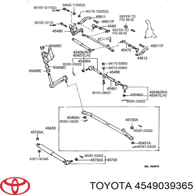 4549039365 Toyota важіль маятниковий