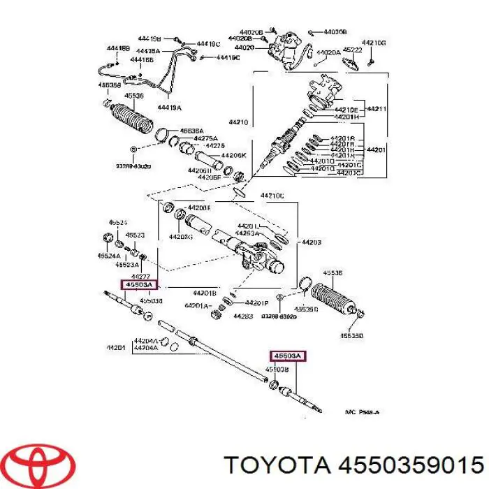 Тяга рульова права Toyota 4550359015 ціна, від 12.39 USD