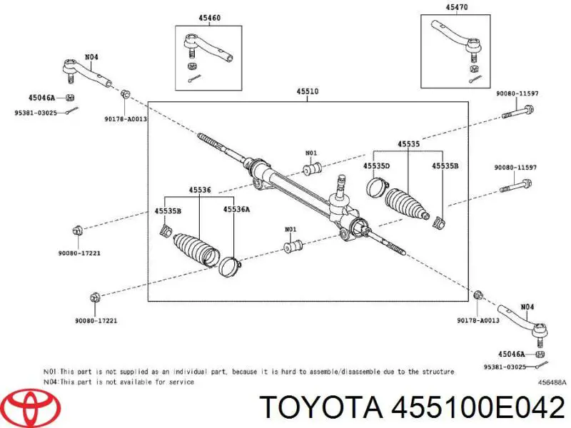 Управління рульове в зборі Toyota 455100E042 ціна, від 84.65 USD