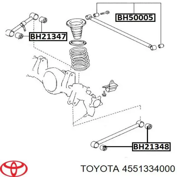 Сайлентблок заднього поздовжнього нижнього важеля 4551334000 Toyota