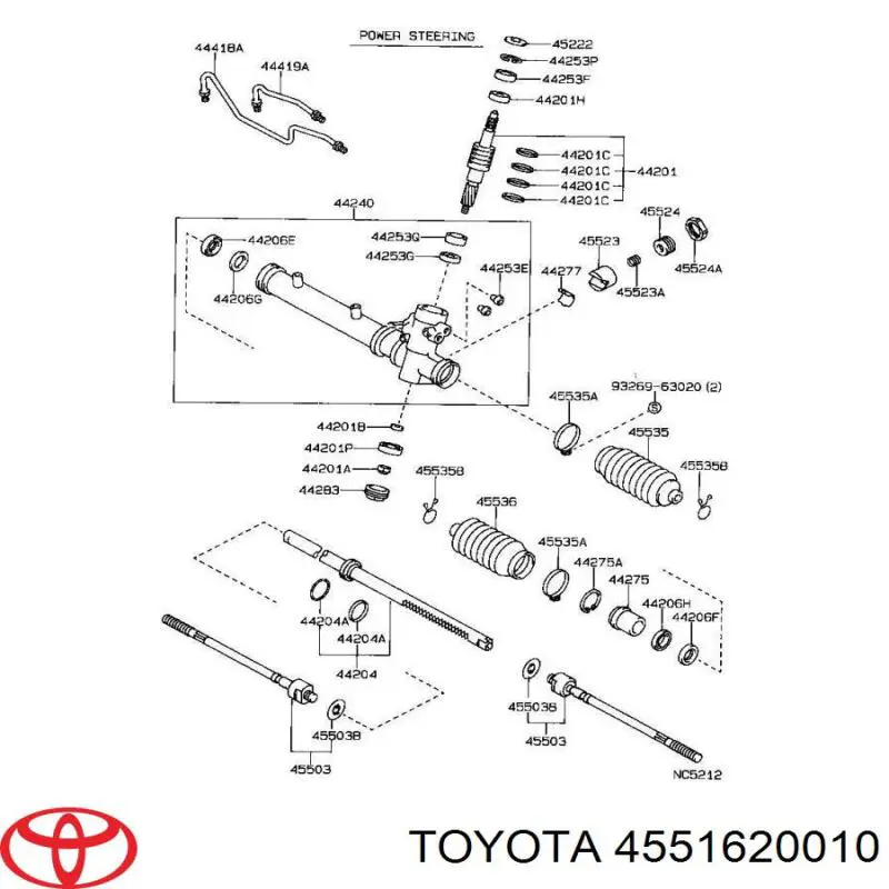 4551620010 Toyota втулка кріплення кермової рейки