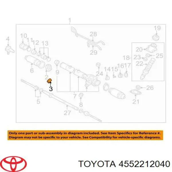 Втулка вала рульової рейки Toyota 4552212040 ціна, від 1.17 USD