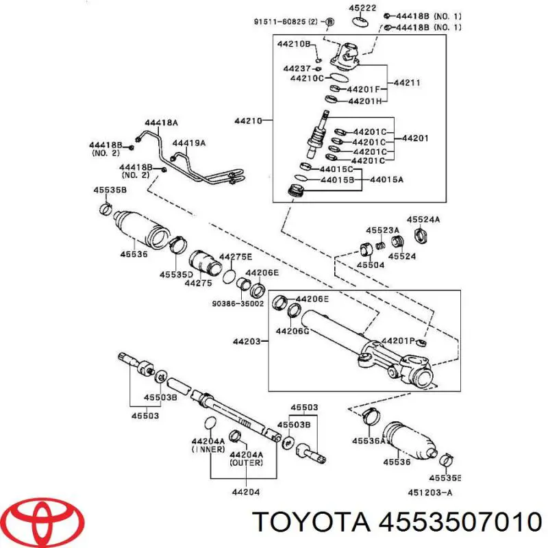 4553507010 Toyota Пильник рульової