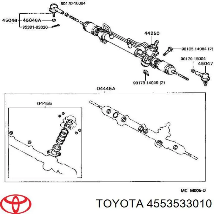 4553533010 Toyota пильник рульового механізму/рейки