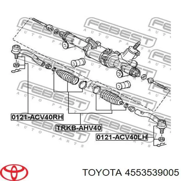 Пильник рульового механізму/рейки 4553539005 Toyota