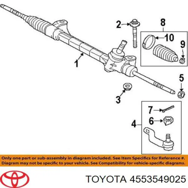 Пильник рульової тяги Toyota 4553549025 ціна, від 9.54 USD