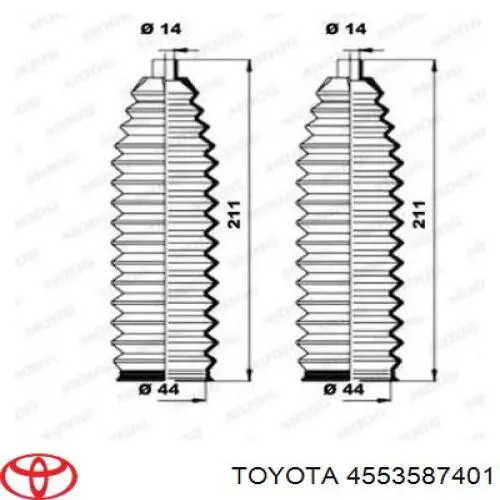 Пильник рульового механізму/рейки 4553587401 Toyota