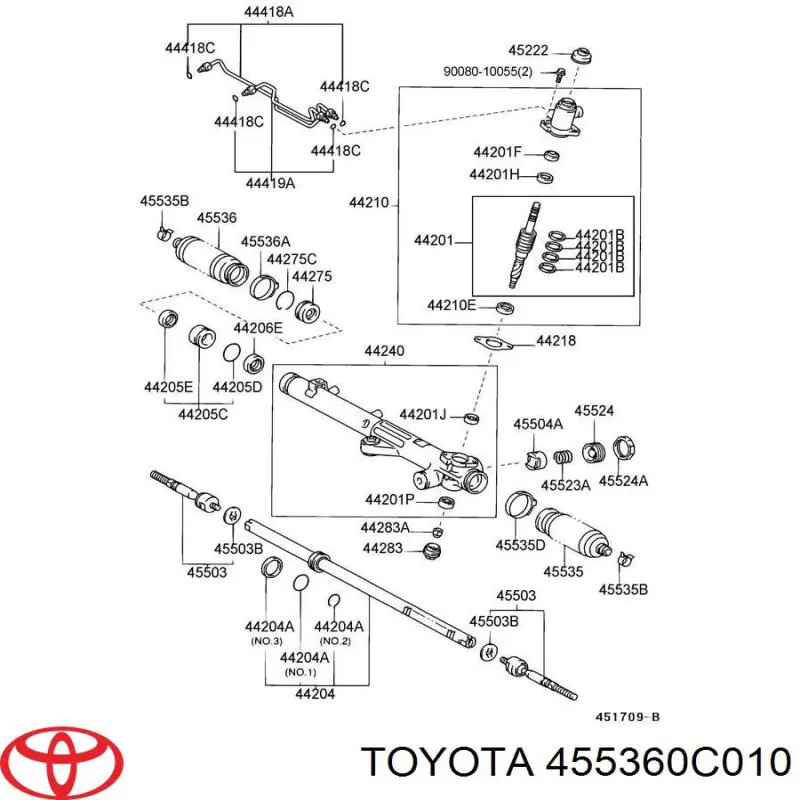 455360C010 Toyota Пильник рульової рейки лівий