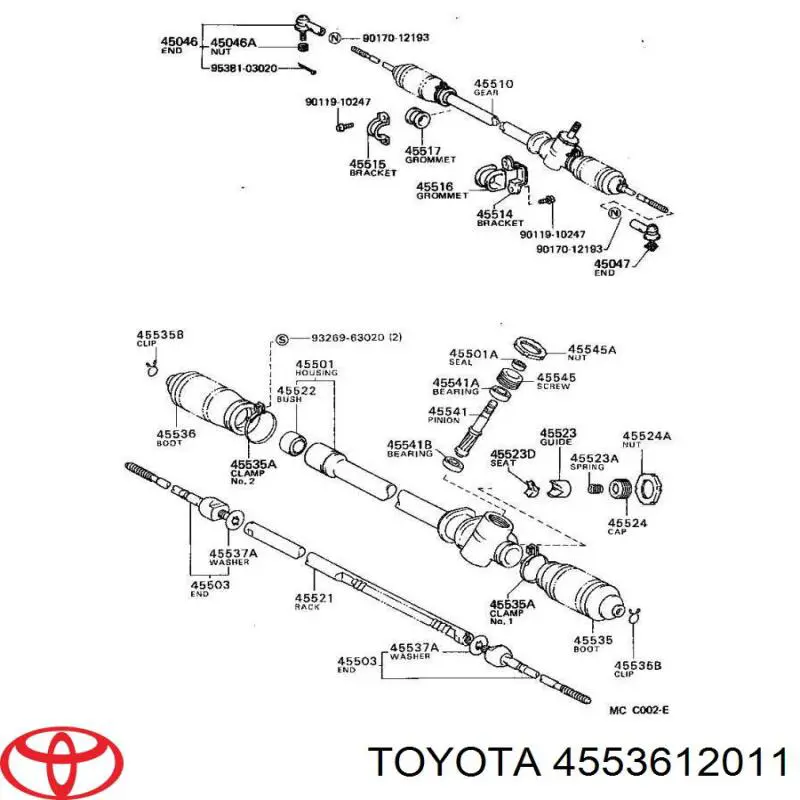 Пильник рульового механізму/рейки, правий Toyota 4553612011 ціна, від 5.06 USD