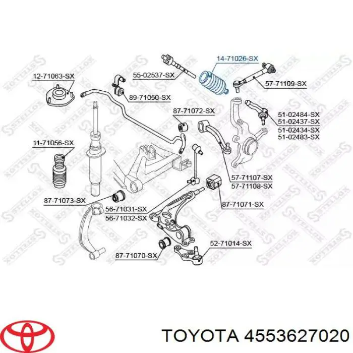 Пильник рульового механізму/рейки, правий Toyota Liteace (CM30G, KM30G) (Тойота Літ айс)
