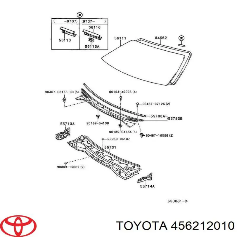 Ущільнювач заднього скла Toyota 456212010 ціна, від 71.93 USD