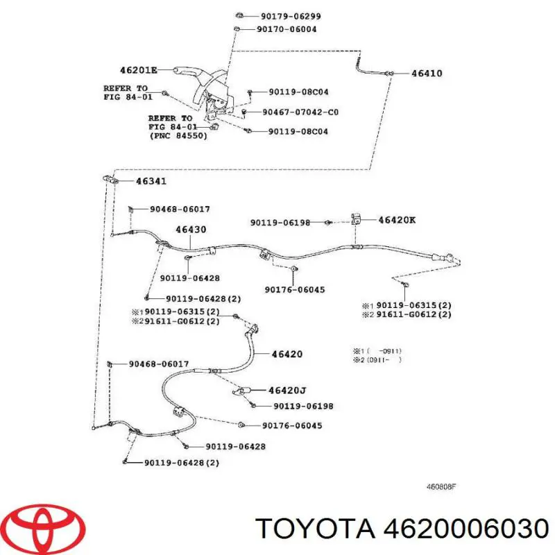 4620006030 Toyota Привід гальма стоянки (управління ручним гальмом)