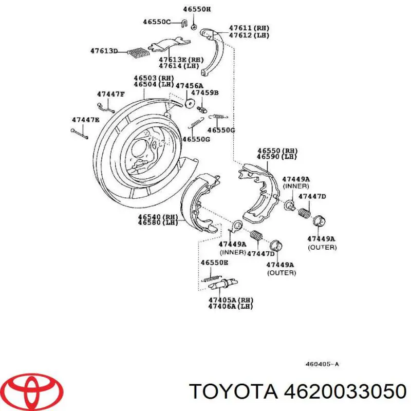 Важіль ручника Toyota 4620033050 ціна, від 19.00 USD