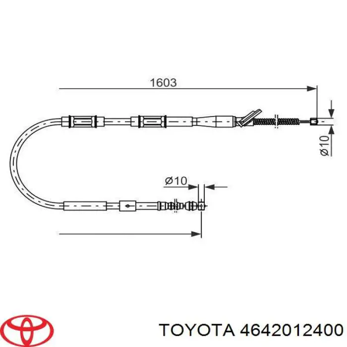 4642012400 Toyota трос ручного гальма задній, правий