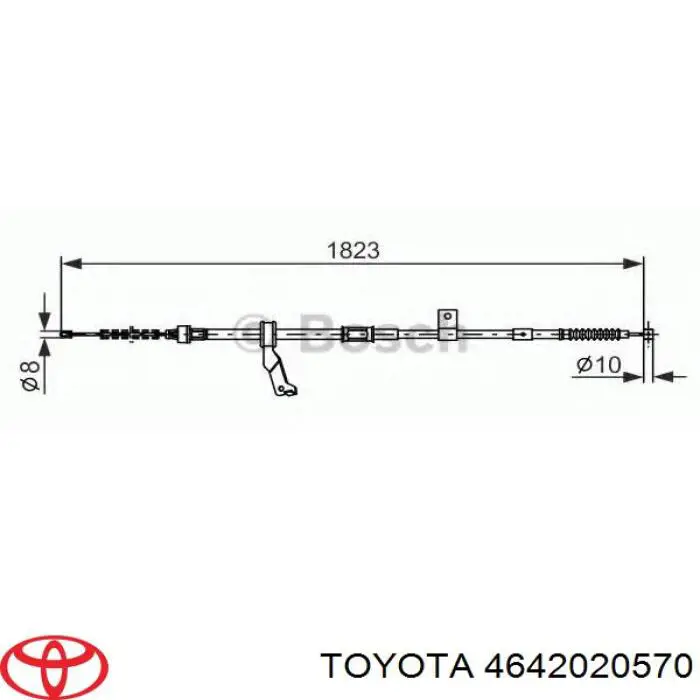 4642020570 Toyota трос ручного гальма задній, правий