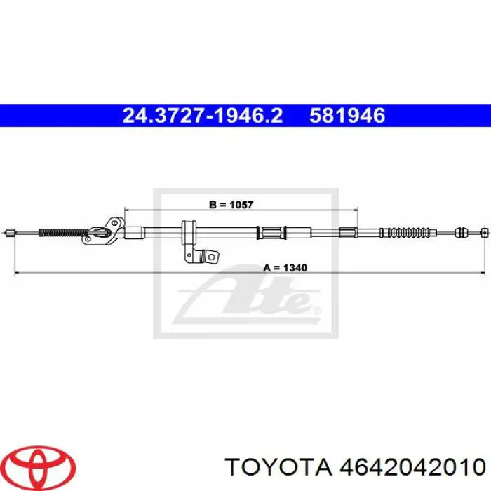 Трос ручного гальма задній, правий Toyota RAV4 1 Cabrio (SXA 10) (Тойота Рав4)