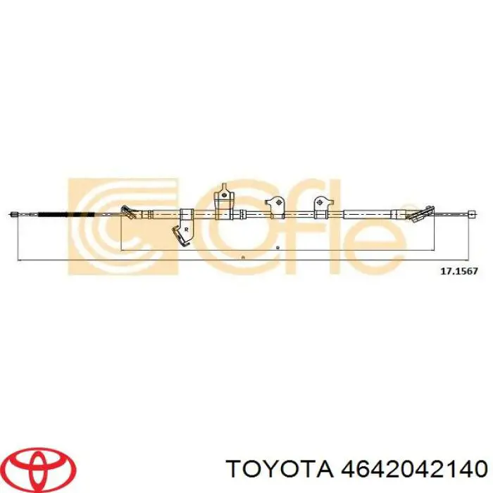 Купити 4642042140 Toyota Трос ручного гальма задній, правий