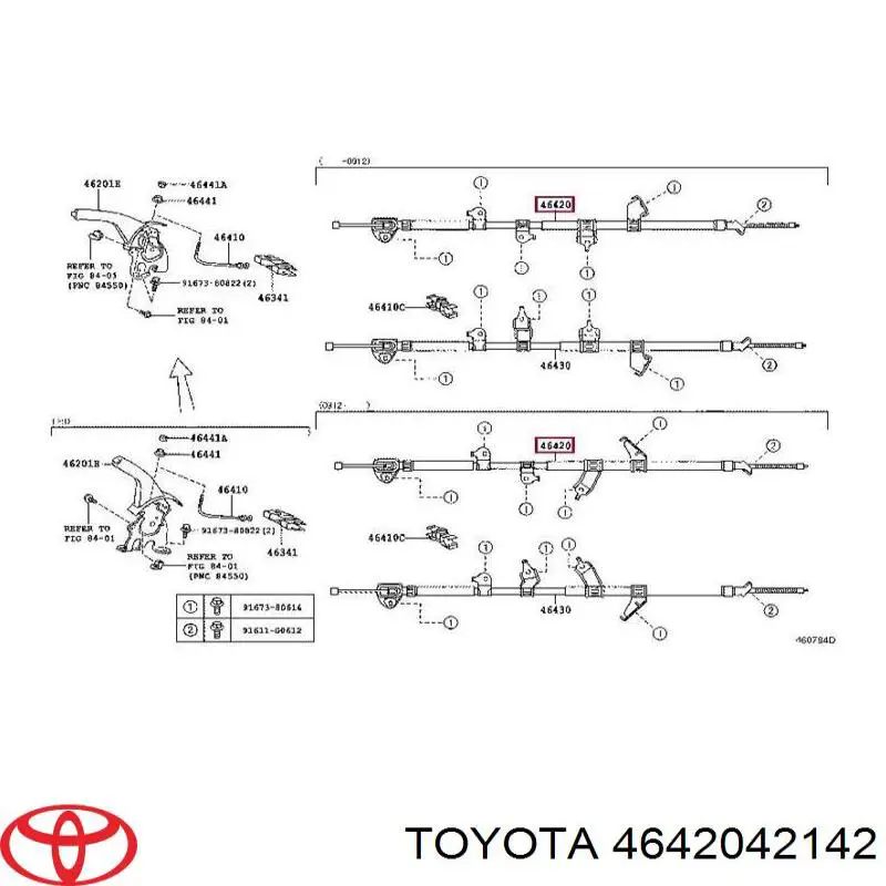 Трос стоянкового гальма задній правий Toyota 4642042142 ціна, від 29.20 USD
