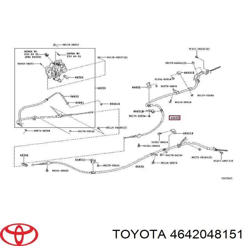 4642048151 Toyota Трос ручного гальма задній, правий