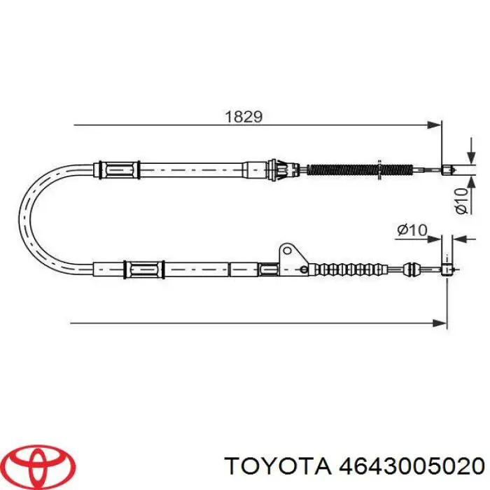 Трос стоянкового гальма задній лівий Toyota 4643005020 ціна, від 16.69 USD