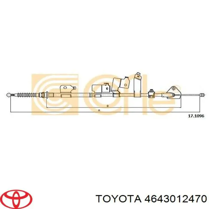 Трос ручного гальма задній, лівий на Toyota Auris (E15)