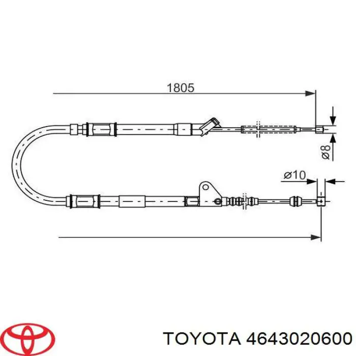 Трос стоянкового гальма задній лівий Toyota 4643020600 ціна, від 15.27 USD