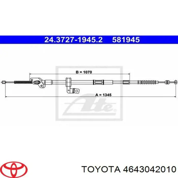 Трос ручного гальма задній, лівий Toyota RAV4 1 Cabrio (SXA 10) (Тойота Рав4)
