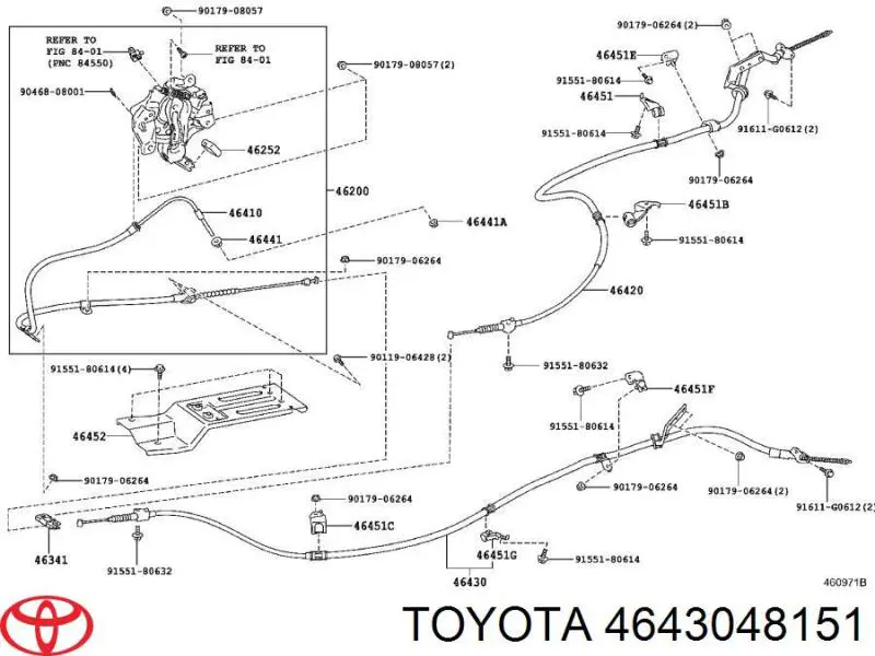 4643048151 Toyota Трос ручника задній лівий