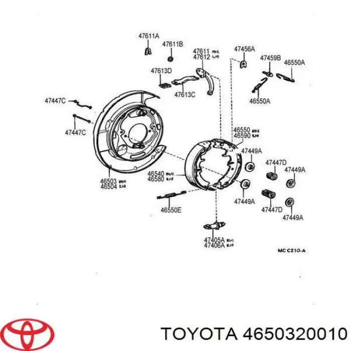 4650320010 Toyota захист гальмівного диска заднього, правого
