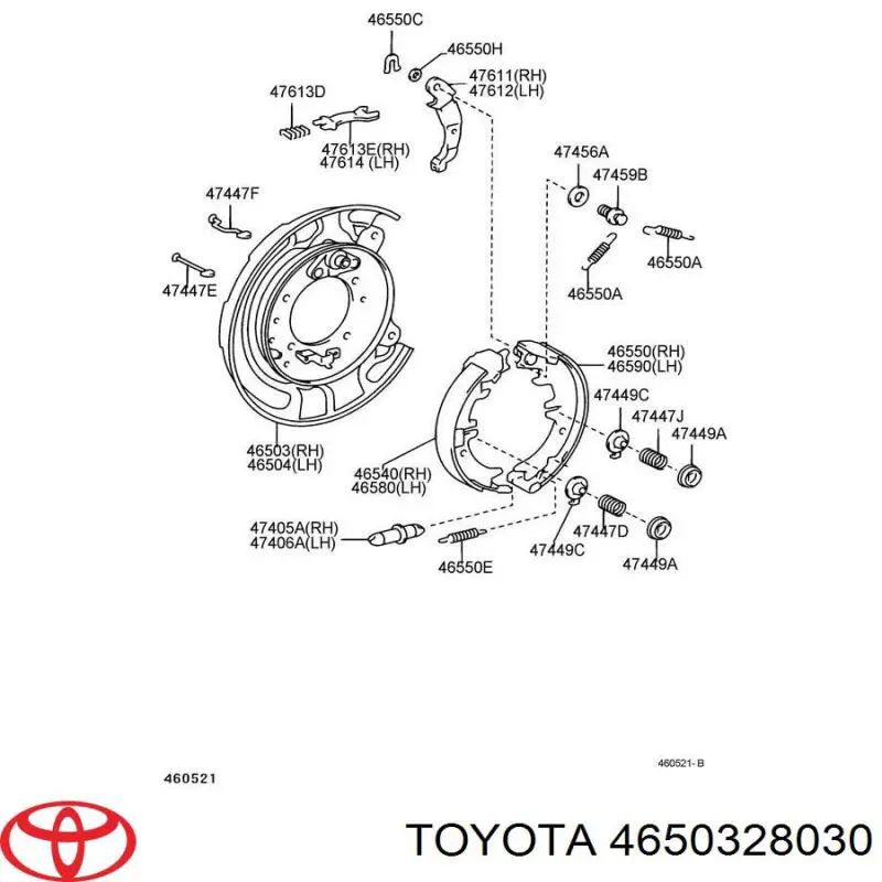 Диск опорний, заднього гальм. барабана, правий Toyota 4650328030 ціна, від 65.66 USD