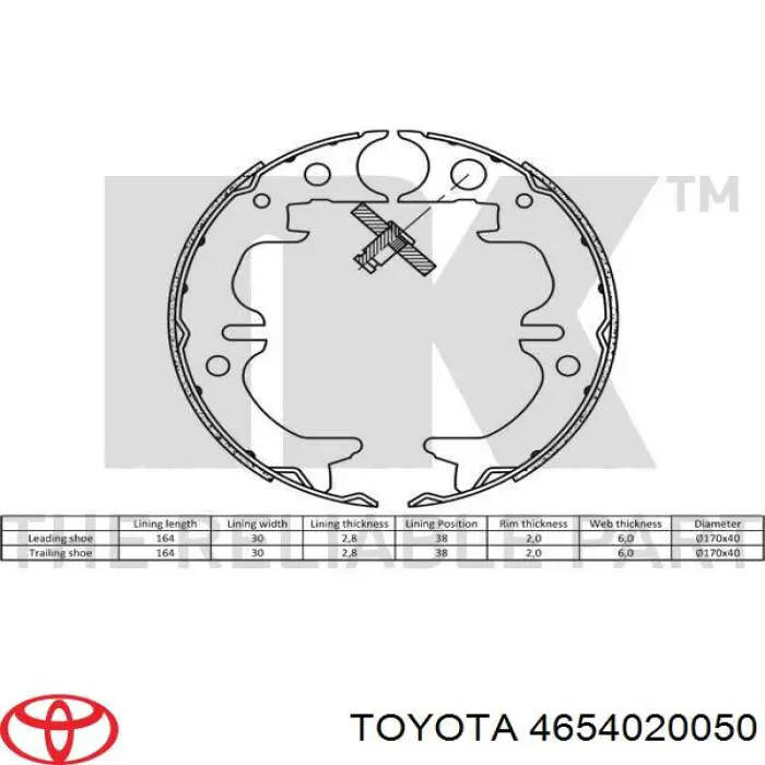 4654020050 Toyota Гальмівні колодки ручника