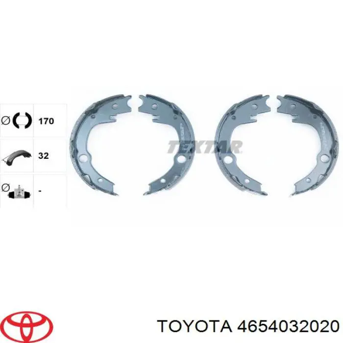 Колодки ручника / стоянкового гальма Toyota 4654032020 ціна, від 20.40 USD