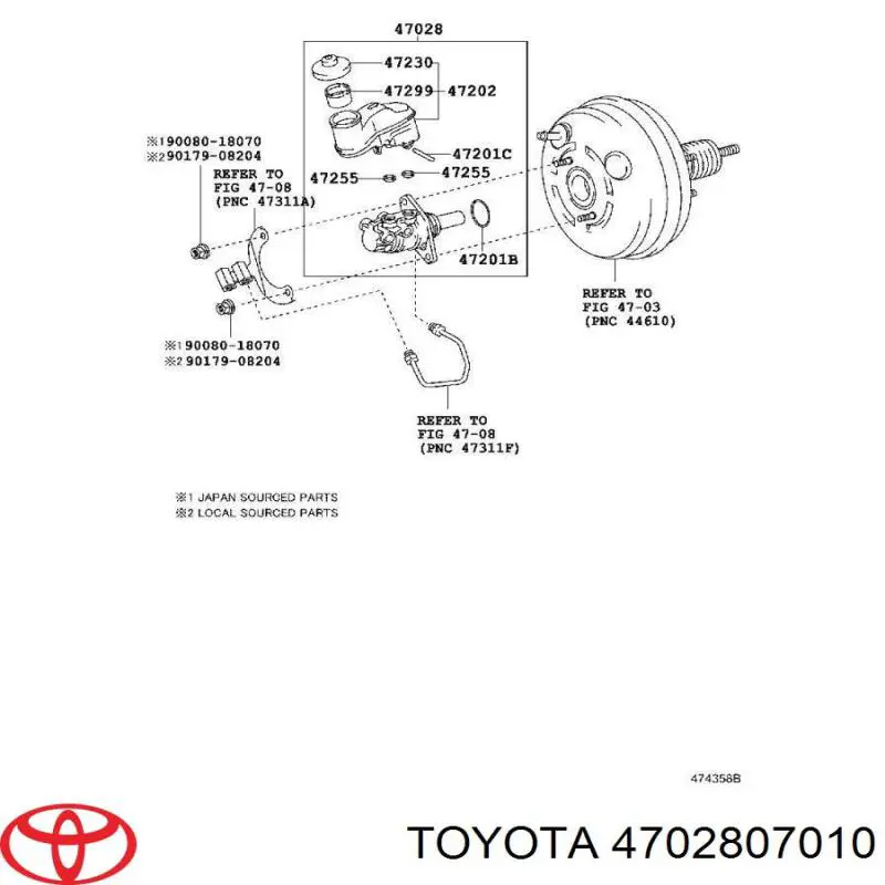 Купити 4702807010 Toyota Головний гальмівний циліндр