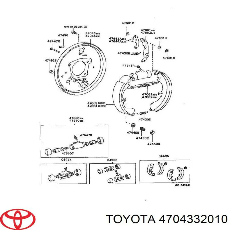 Купити 4704332010 Toyota Диск опорний, заднього гальм. барабана, правий