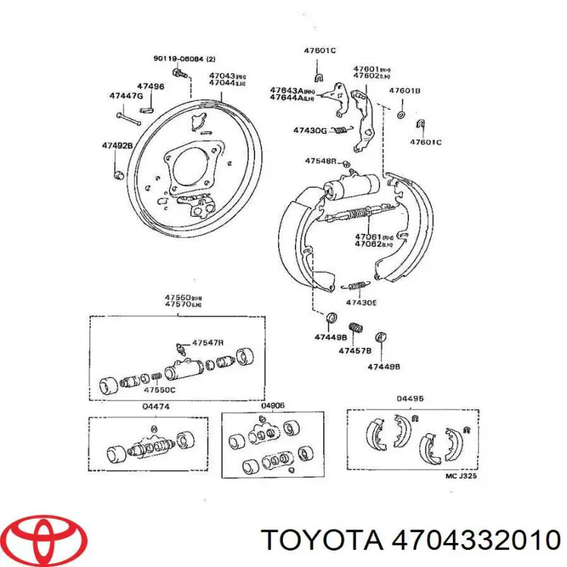 4704332010 Toyota Диск опорний, заднього гальм. барабана, правий