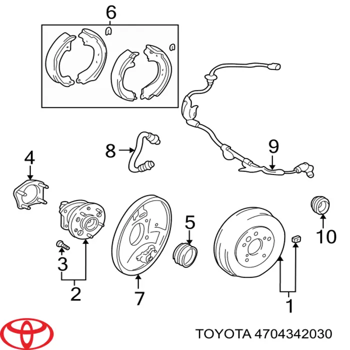 Купити 4704342030 Toyota Диск опорний, заднього гальм. барабана, правий