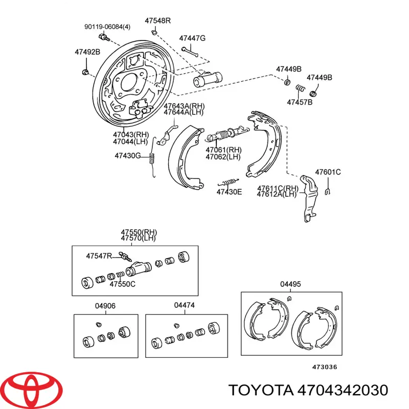 4704342030 Toyota Диск опорний, заднього гальм. барабана, правий